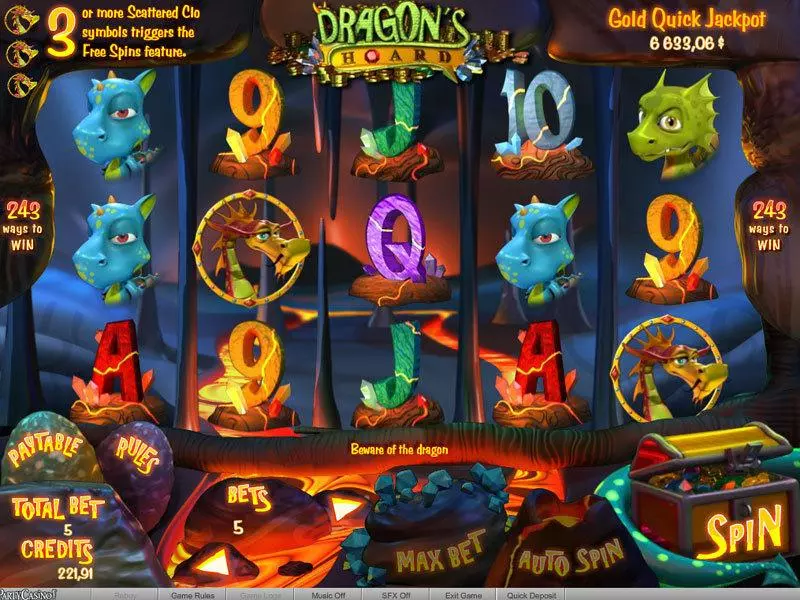 Dragon's Hoard bwin.party Slots - Main Screen Reels
