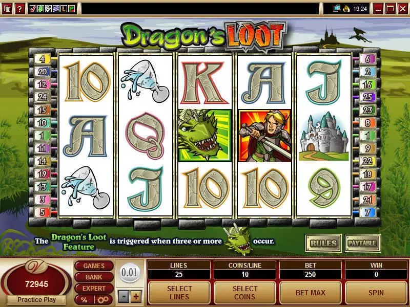 Dragon's Loot Microgaming Slots - Main Screen Reels