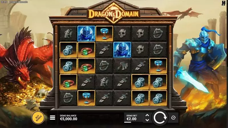 Dragon’s Domain Hacksaw Gaming Slots - Main Screen Reels