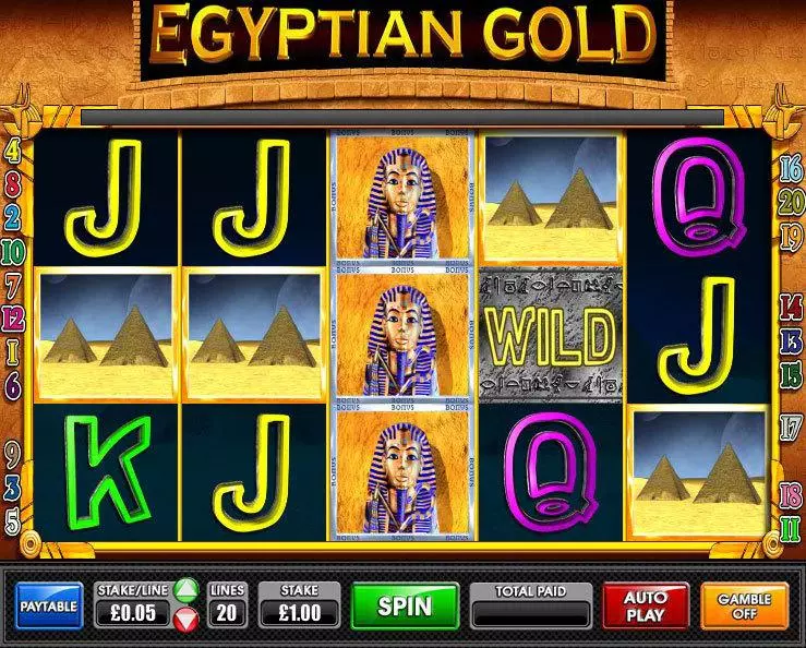 Egyptian Gold Games Warehouse Slots - Main Screen Reels