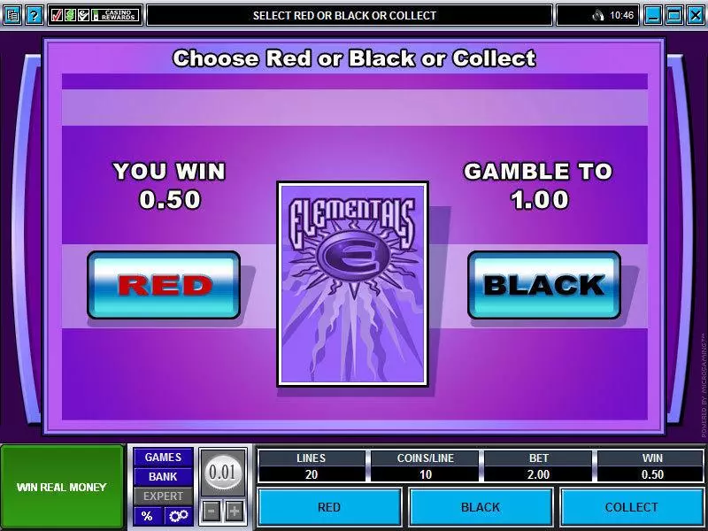 Elementals Microgaming Slots - Gamble Screen