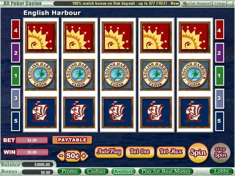 English Harbour Vegas Technology Slots - Main Screen Reels