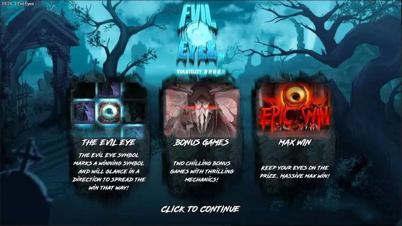 Evil Eyes Hacksaw Gaming Slots - Introduction Screen