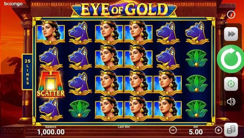 Eye of Gold Booongo Slots - Main Screen Reels