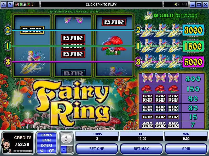 Fairy Ring Microgaming Slots - Main Screen Reels