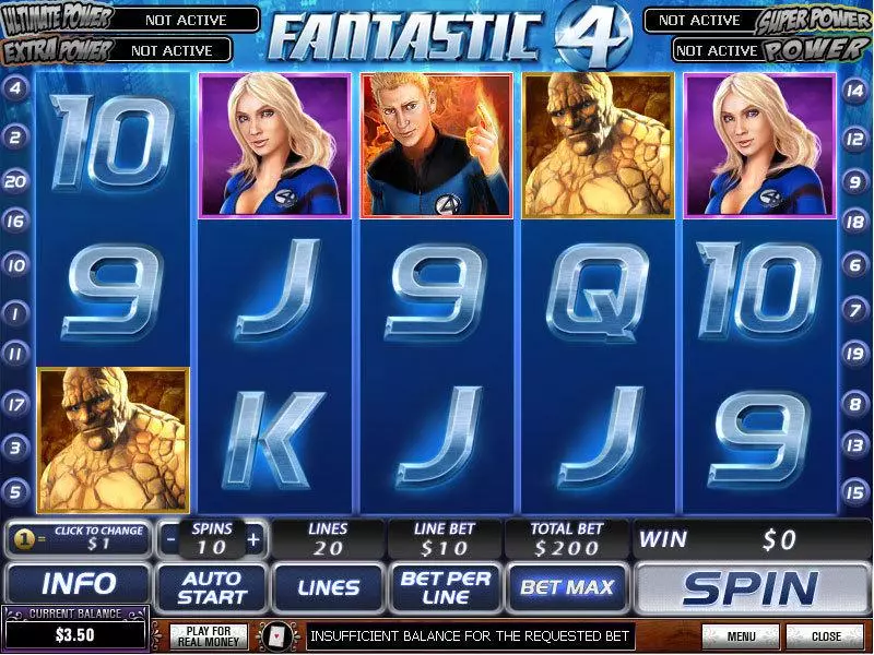 Fantastic Four PlayTech Slots - Main Screen Reels