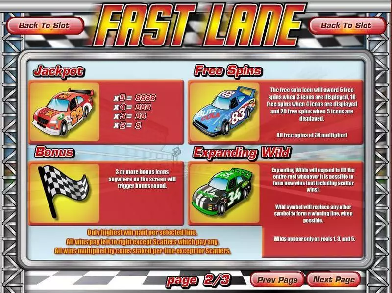 Fast Lane Rival Slots - Info and Rules
