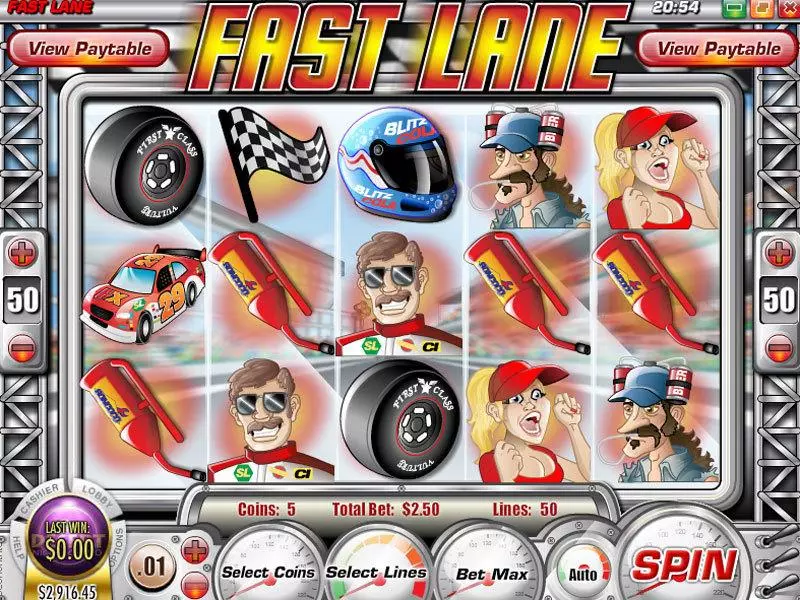 Fast Lane Rival Slots - Main Screen Reels