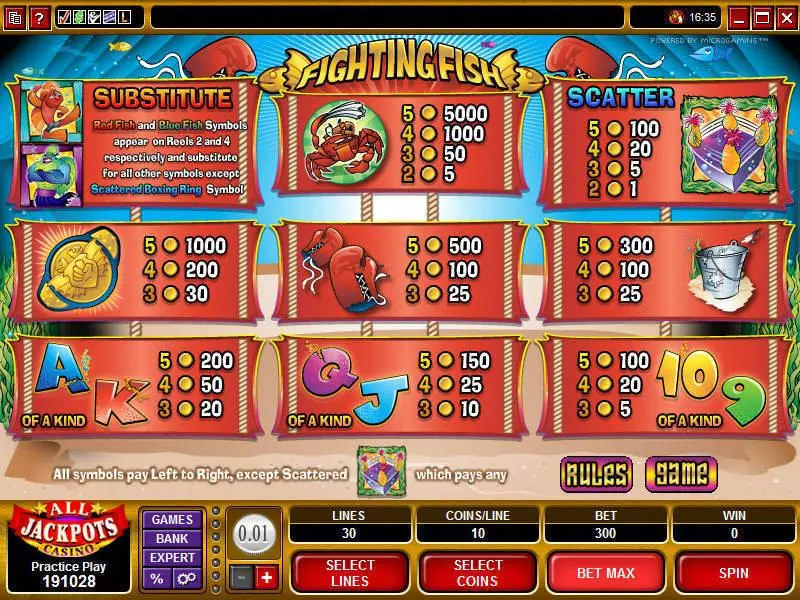 Fighting Fish Microgaming Slots - Info and Rules
