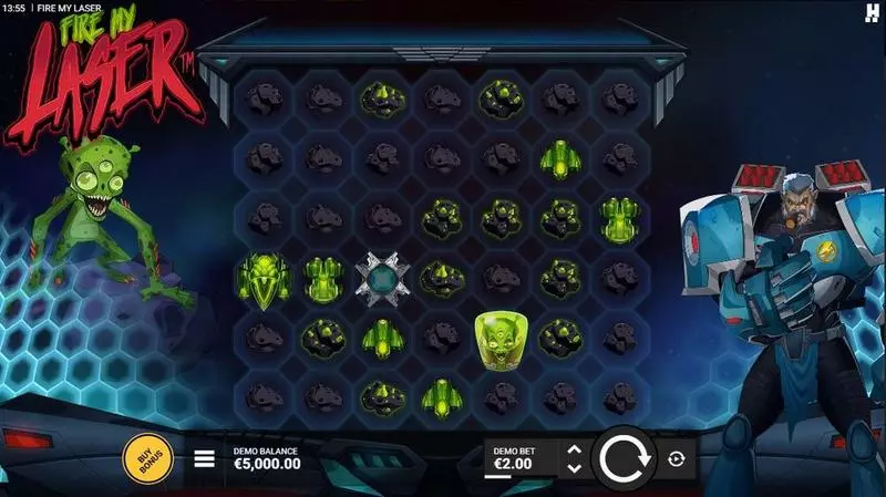 Fire My Laser Hacksaw Gaming Slots - Main Screen Reels