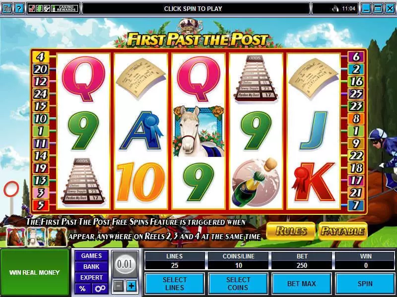 First Past The Post Microgaming Slots - Main Screen Reels