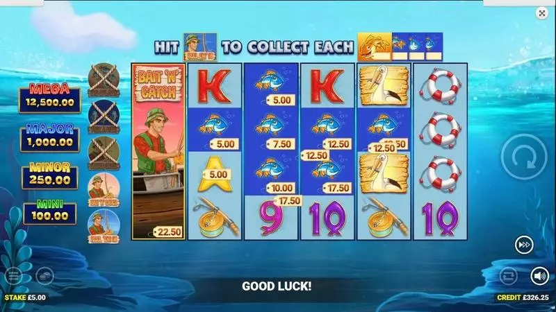 Fishin' Frenzy Even Bigger Fish Blueprint Gaming Slots - Main Screen Reels