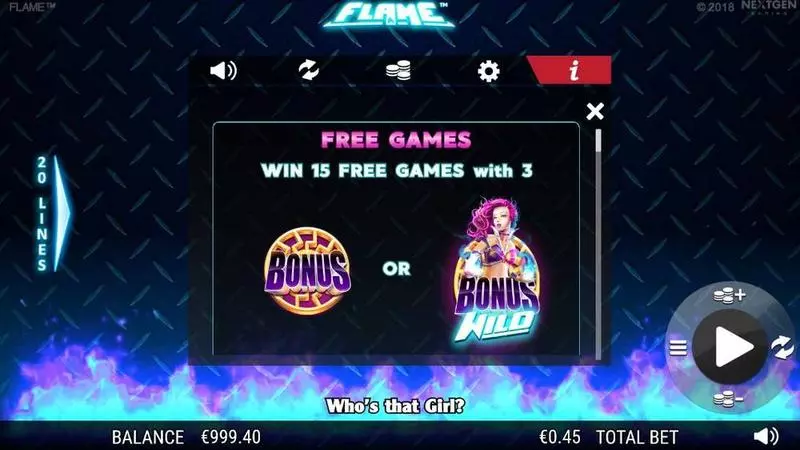 Flame NextGen Gaming Slots - Free Spins Feature