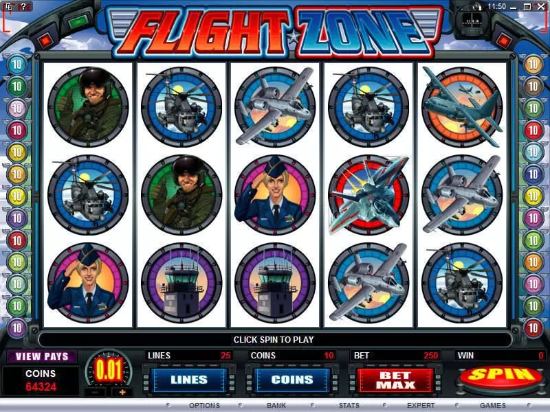 Flight Zone Microgaming Slots - Main Screen Reels