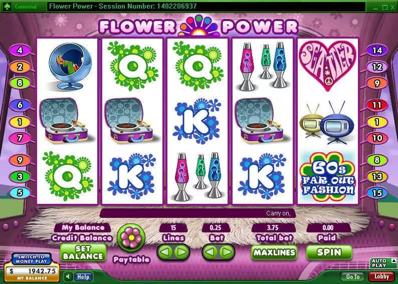 Flower Power 888 Slots - Main Screen Reels