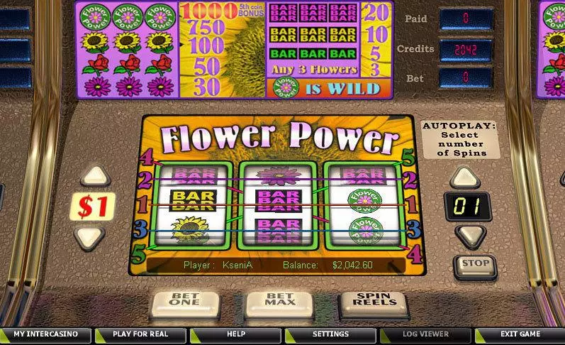 Flower Power CryptoLogic Slots - Main Screen Reels