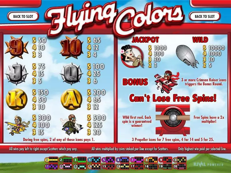 Flying Colors Rival Slots - Info and Rules