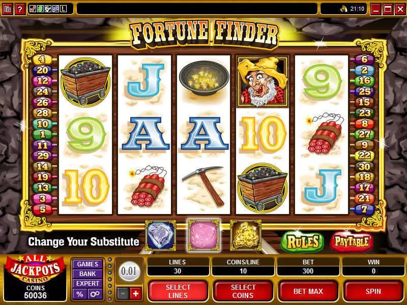 Fortune Finder Microgaming Slots - Main Screen Reels