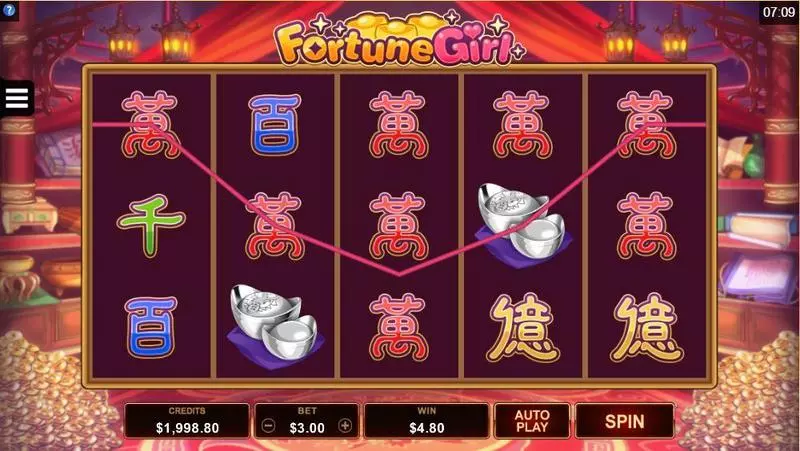 Fortune Girl Microgaming Slots - Main Screen Reels