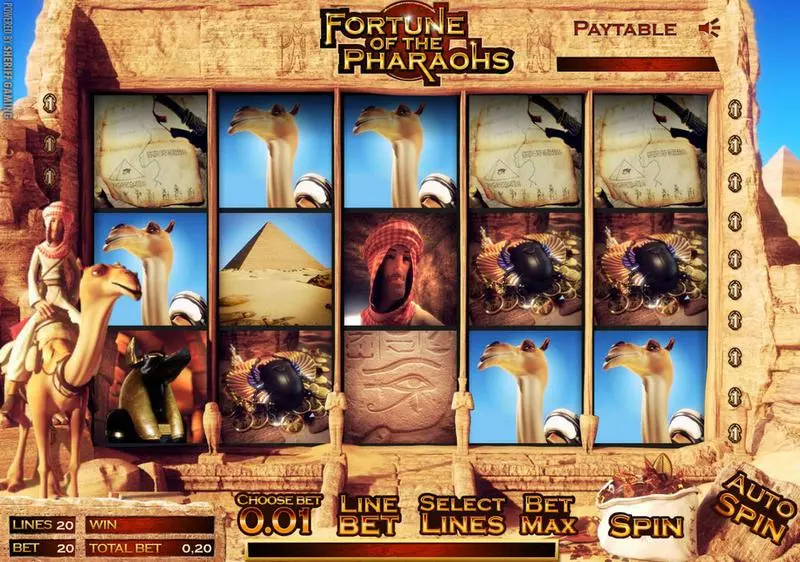 Fortune of the Pharaohs Sheriff Gaming Slots - Main Screen Reels