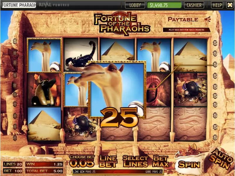 Fortune of the Pharaos Sheriff Gaming Slots - Main Screen Reels