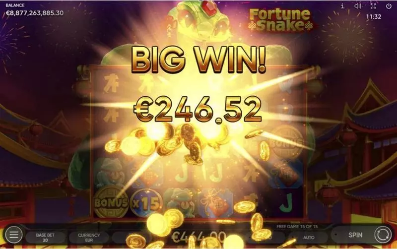 Fortune Snake Endorphina Slots - Winning Screenshot