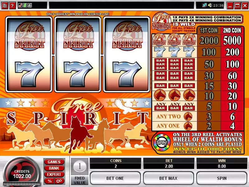 Free Spirit  Wheel of Wealth Microgaming Slots - Main Screen Reels