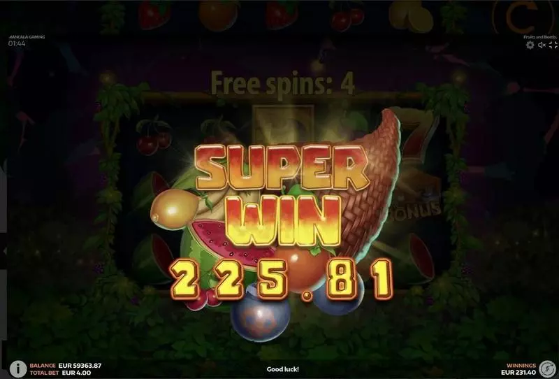 Fruits and Bombs Mancala Gaming Slots - Introduction Screen