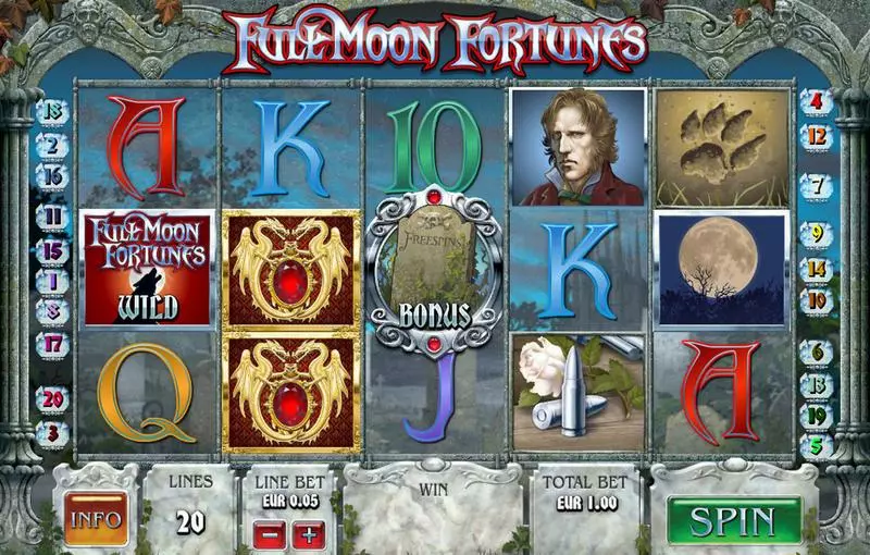 Full Moon Fortunes Ash Gaming Slots - Main Screen Reels