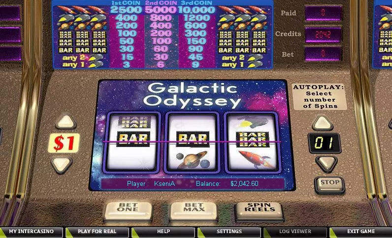 Galactic Odyssey CryptoLogic Slots - Main Screen Reels