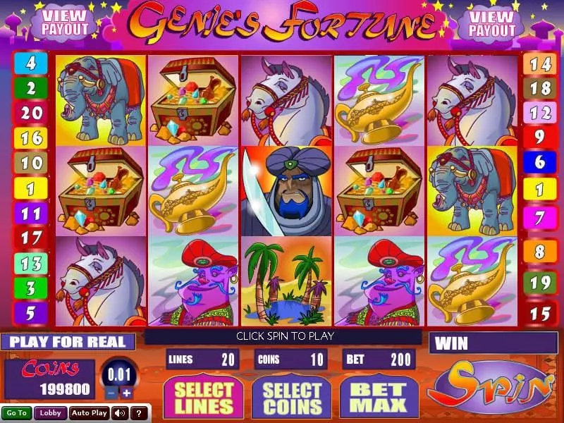 Genie's Fortune Wizard Gaming Slots - Main Screen Reels