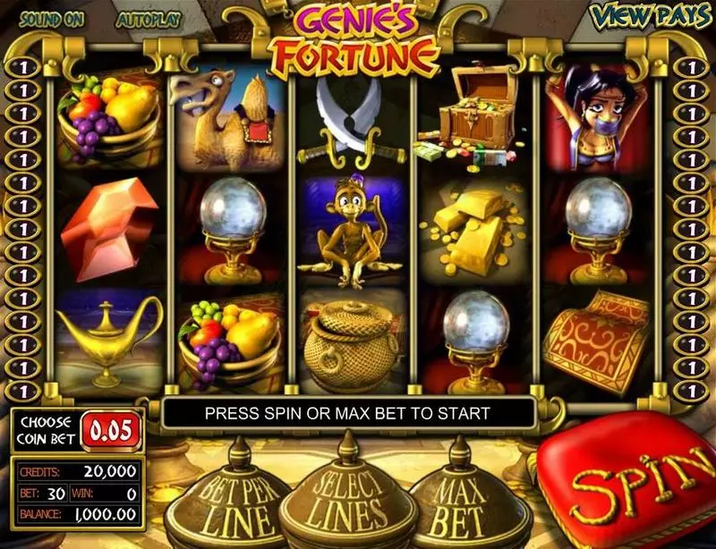 Genie's Fortune BetSoft Slots - Main Screen Reels