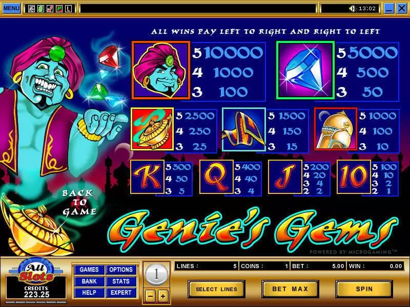 Genie's Gems Microgaming Slots - Info and Rules