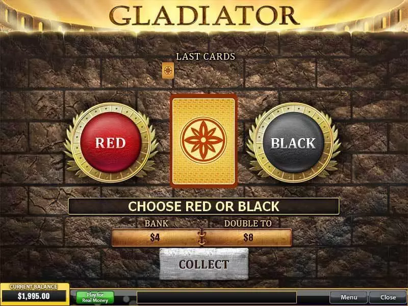 Gladiator PlayTech Slots - Gamble Screen