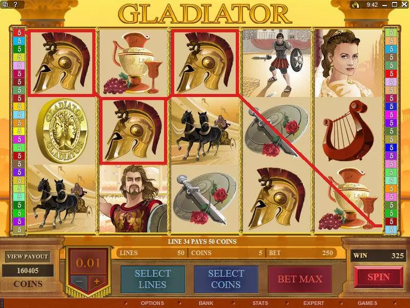 Gladiator Microgaming Slots - Main Screen Reels