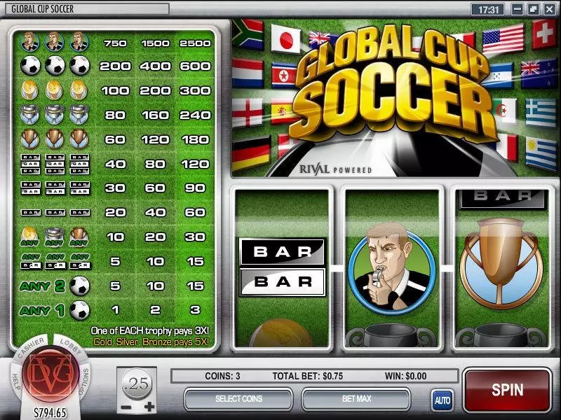 Global Cup Soccer Rival Slots - Main Screen Reels