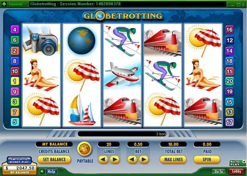 Globetrotting 888 Slots - Main Screen Reels