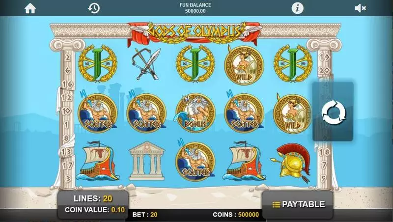 Gods of Olympus 1x2 Gaming Slots - Main Screen Reels
