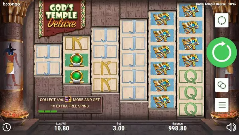 God's Temple Deluxe Booongo Slots - Main Screen Reels