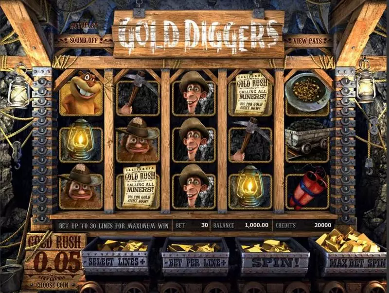 Gold Diggers BetSoft Slots - Main Screen Reels