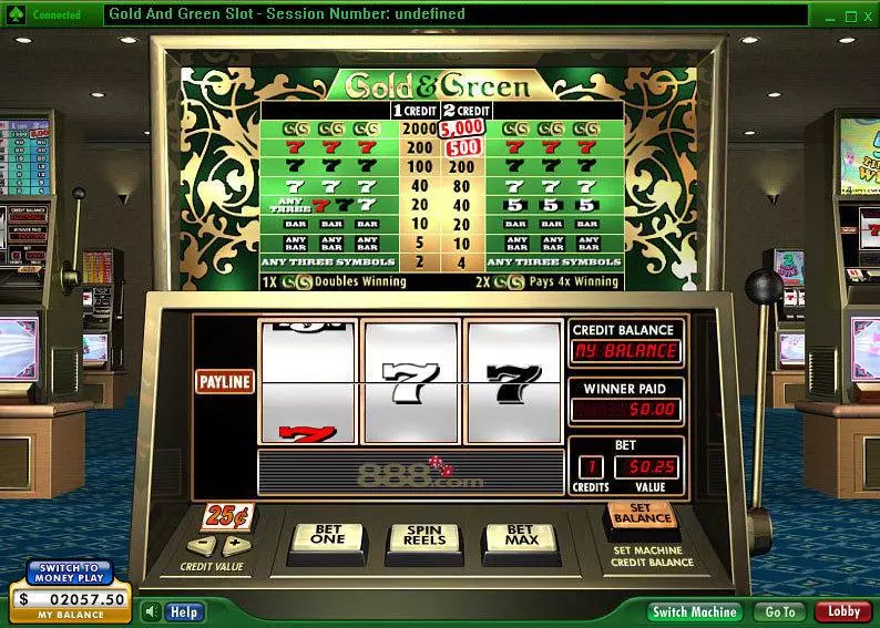 Gold 'n' Green 888 Slots - Main Screen Reels