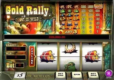 Gold Rally 1 Line PlayTech Slots - Main Screen Reels