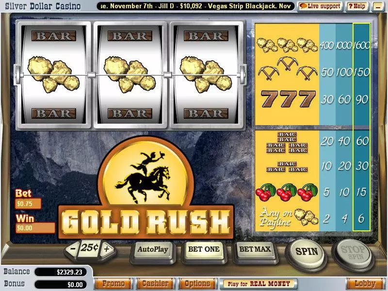 Gold Rush Vegas Technology Slots - Main Screen Reels