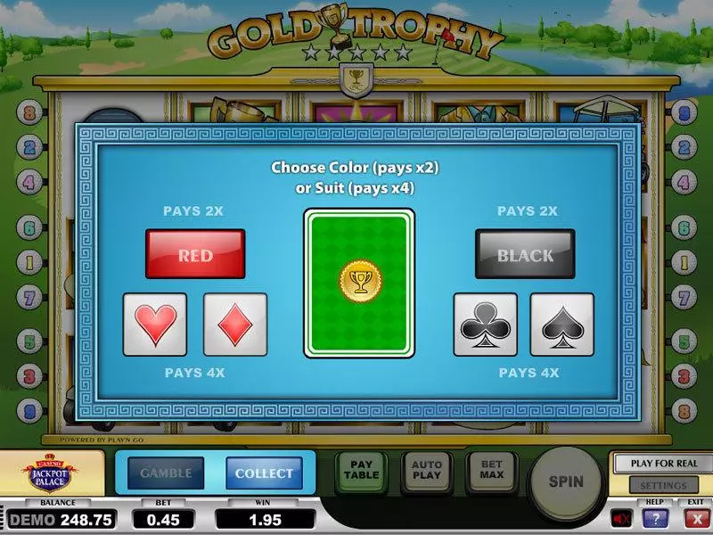 Gold Trophy Play'n GO Slots - Gamble Screen