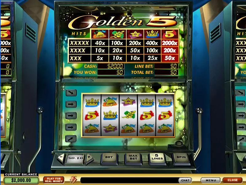 Golden 5 PlayTech Slots - Main Screen Reels