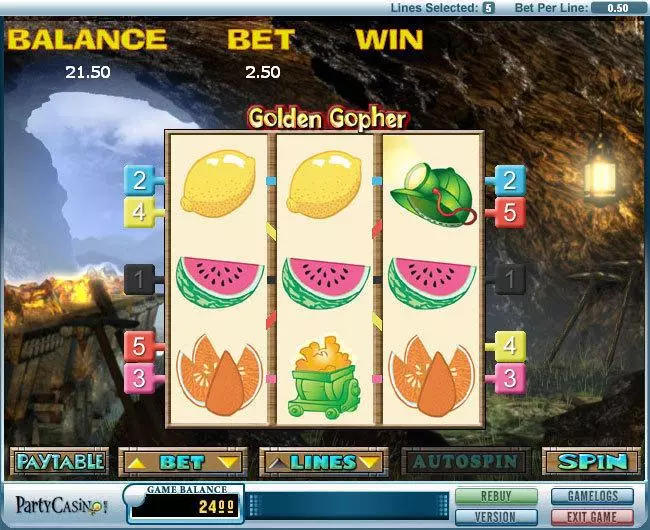 Golden Gopher bwin.party Slots - Main Screen Reels