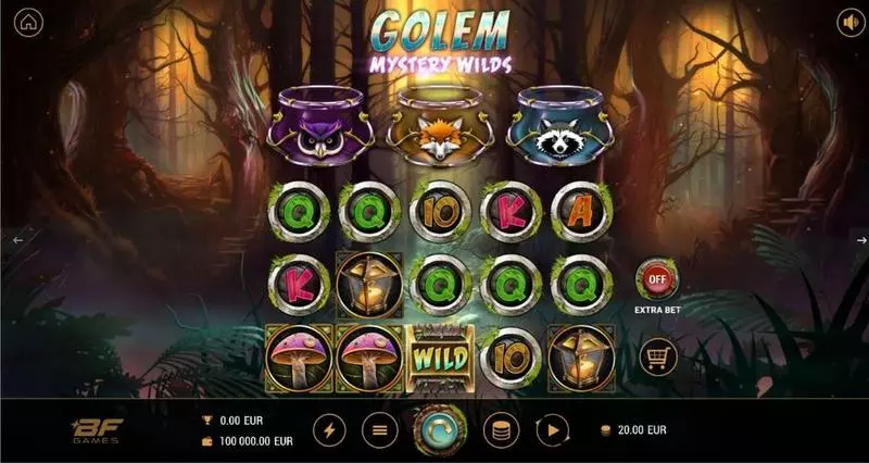 Golem Mystery Wilds BF Games Slots - Main Screen Reels