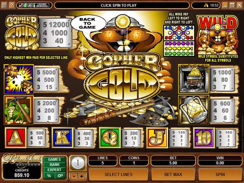 Gopher Gold Microgaming Slots - Info and Rules