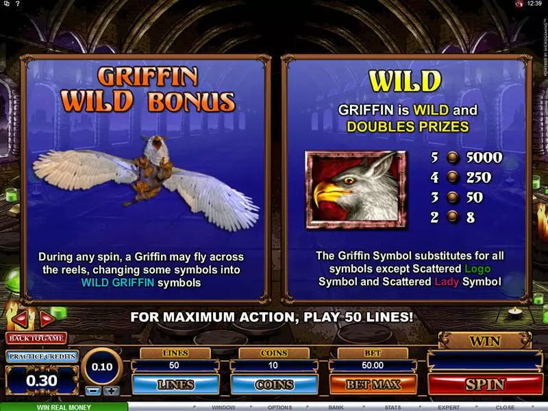 Great Griffin Microgaming Slots - Bonus 1