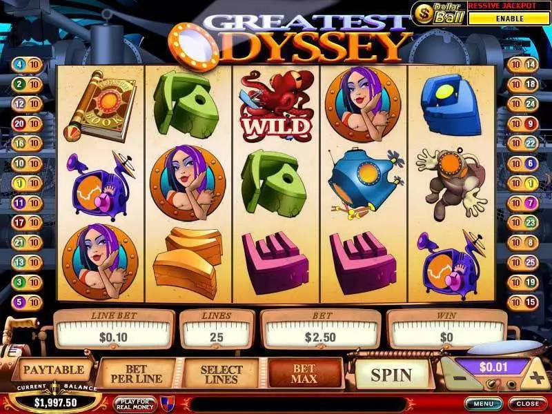 Greatest Odyssey PlayTech Slots - Main Screen Reels